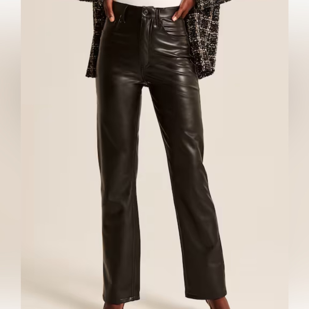 Abercrombie & Fitch Vegan Leather 90’s Straight Ultra High Rise Pants